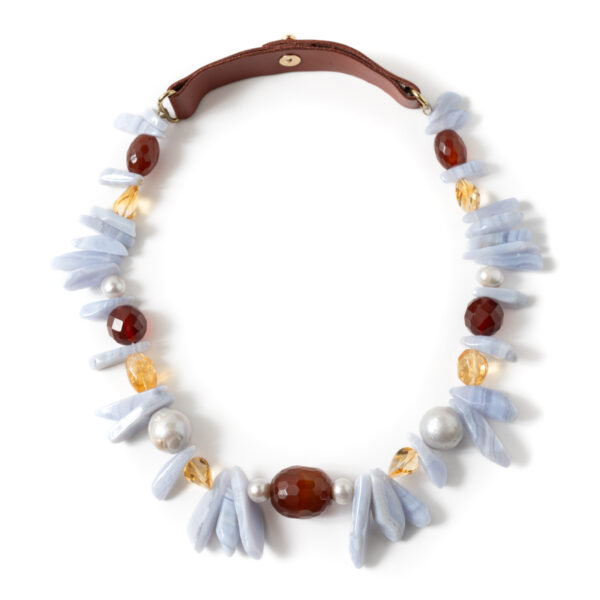 Angelite and pearls necklace
