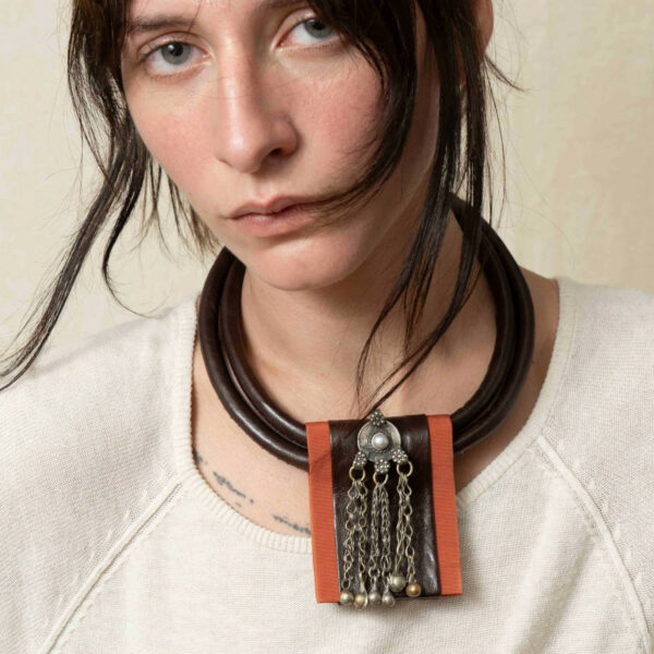 Leather and silk choker - Image 2
