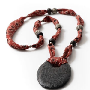 Silk and wood necklace