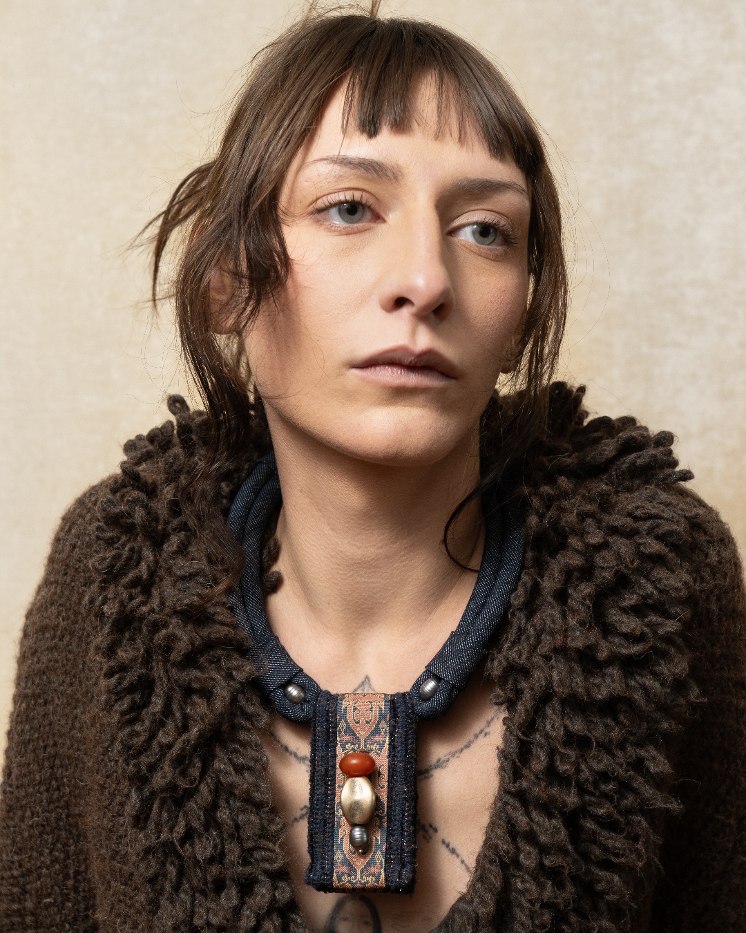 Girocollo in denim e seta - immagine 3