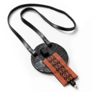 Leather and silk necklace