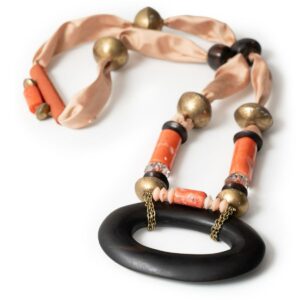 Silk and coral necklace