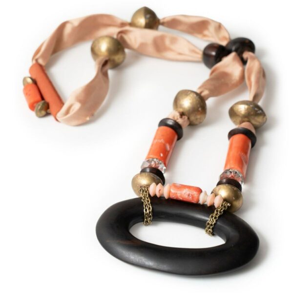 Silk and coral necklace