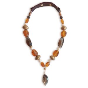 Necklace with smoky quartz and glass