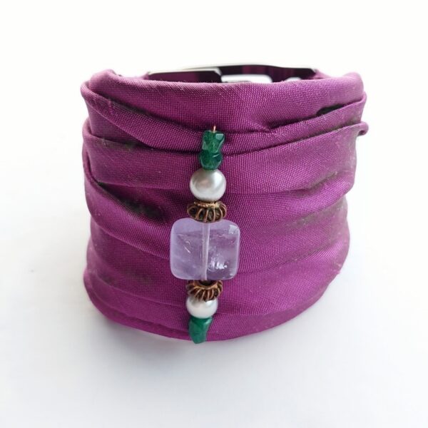 Bracciale in seta con ametista